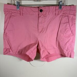Gap Women's Size 12 Girlfriend Pink Shorts With Pockets Preppy Flat Front Chino